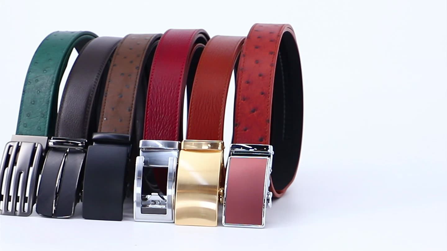 Custom Logo Automatic Sliding Buckle Western Genuine Leather Belt For