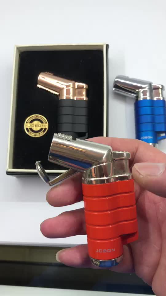2019 Jobon Brand Windproof Triple Flame Pocket Lighter For Cigar Butane