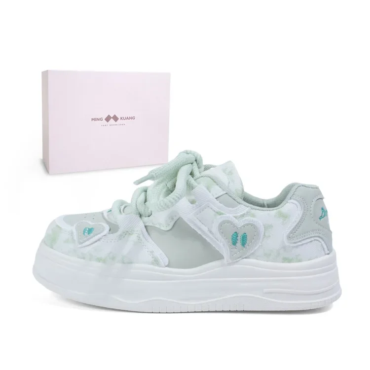 BL Bailu Shoe Industry Name Kuang 2025 новые уличные трендовые джинсовые милые девчачьи кроссовки в кампусном стиле, толстая подошва, маленькие белые кеды