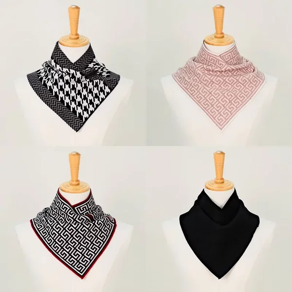 New Autumn and Winter Knitted Scarf, Korean Style Fake Collar, Versatile Warm Neck Triangle Scarf for Men and Women