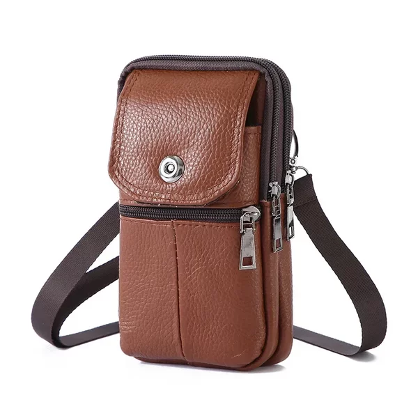 Cross-border new men's mobile phone waist bag belt mobile phone bag business casual leather shoulder messenger bag in stock