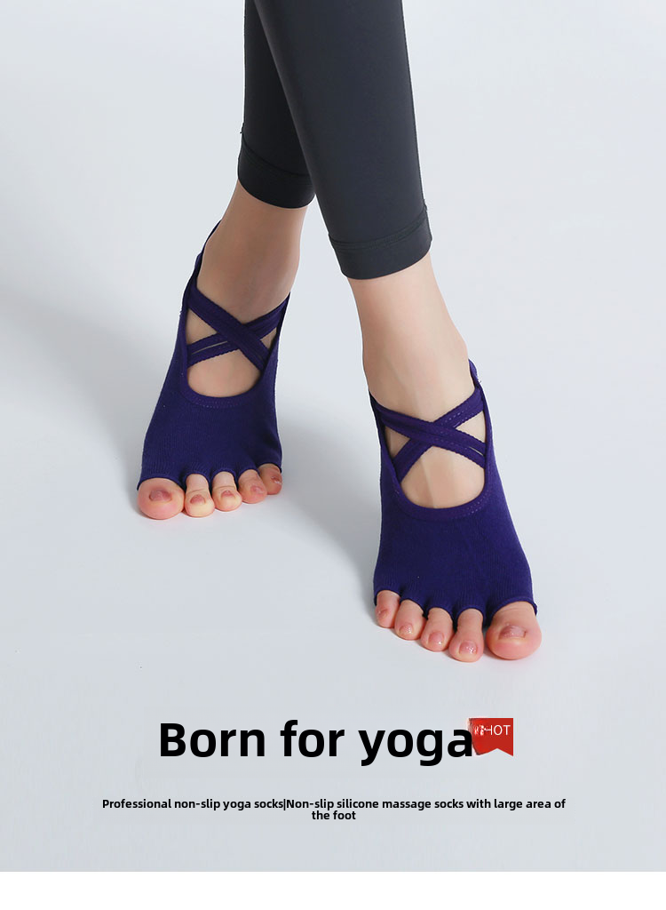 Носки 瑜伽瑜伽袜女士专业防滑脚趾袜运动普拉提鞋和袜子室内健身分离脚趾舞蹈袜 Yi Zhen beauty