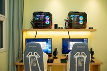 Jidian Esports Hotel’s high-end Esports smart double room has a window]