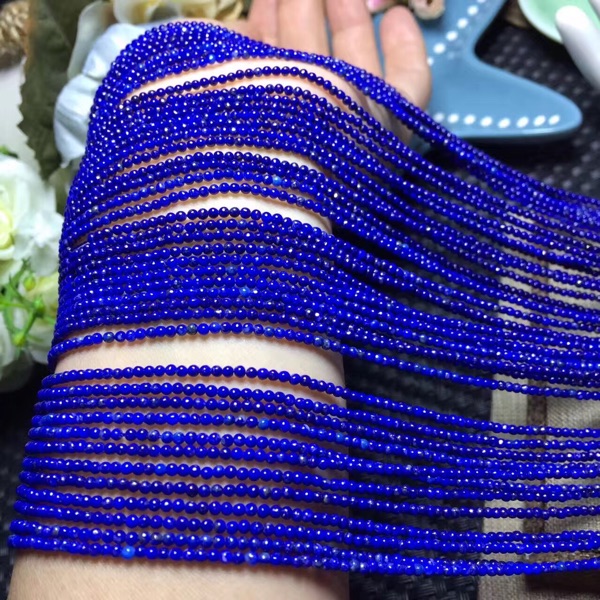 Hạt lapis lazuli tự nhiên bán hạt lỏng lẻo kích thước hạt tròn 2 mm thích hợp cho vòng tay vòng cổ vòng chân tinh tế - Vòng chân lắc chân vàng tây