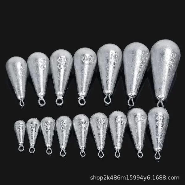 Factory wholesale foot grams of water droplets with ring lead pendant string hook lead pendant willow leaf lead pendant sea pole throwing rod fishing lead pendant lead lump