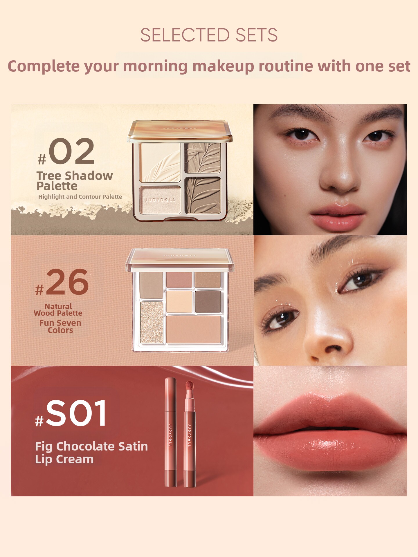 [Store Broadcast Flash Offer] Judydoll Orange Blossom Early Morning 8-Piece Makeup Set Highlighter Contouring Fun Eyeshadow Satin Cocoa