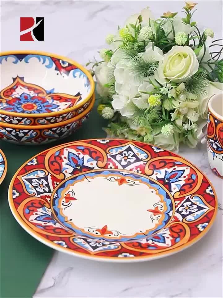 Porcelain Turkish Dinner Plates Ramen Bowl Ukraine Floral Luxury