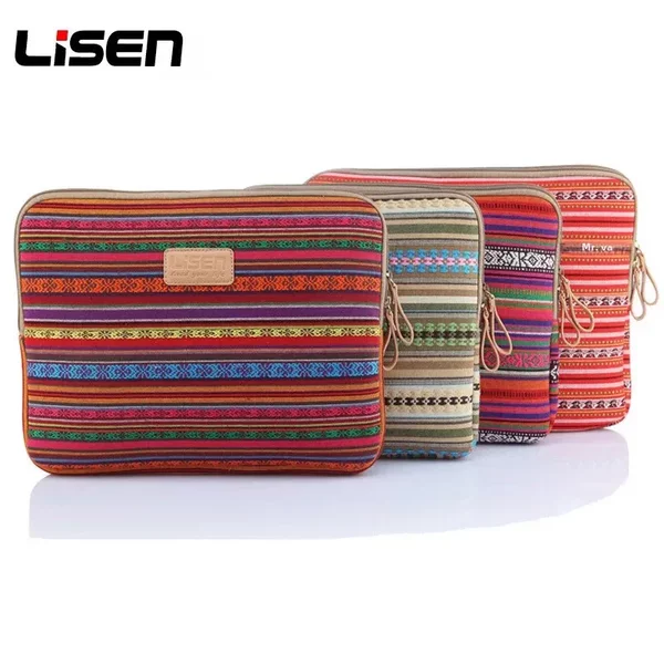 LISEN ethnic style striped notebook liner bag 10/11/13/14/15.6 inch computer bag tablet bag