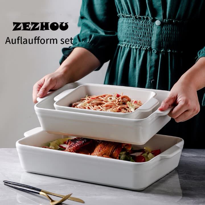 Luxury Matte Black Glazed Ceramic Baking Dish Set Of 3 Non Stick