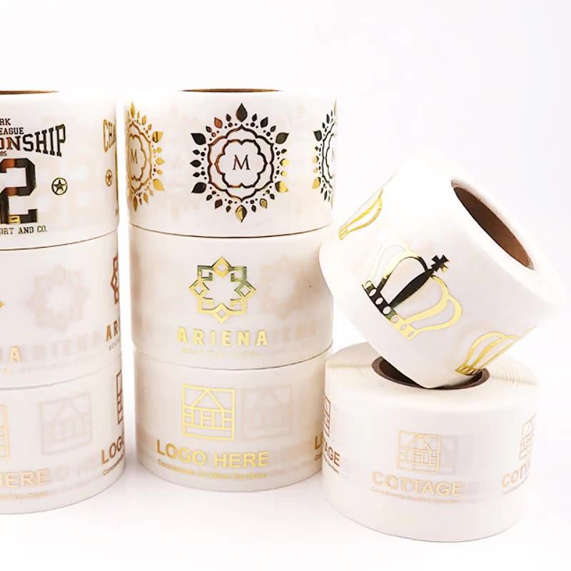 Packaging Adhesive Labels Maker Transparent Stickers Gold Foil Printing