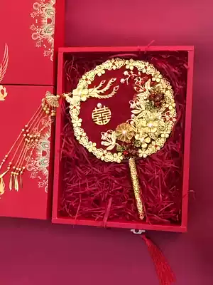 Wedding gift diy handmade self-made materials bag Xiuhe clothing group fan Chinese fan to send married newcomers holding flowers