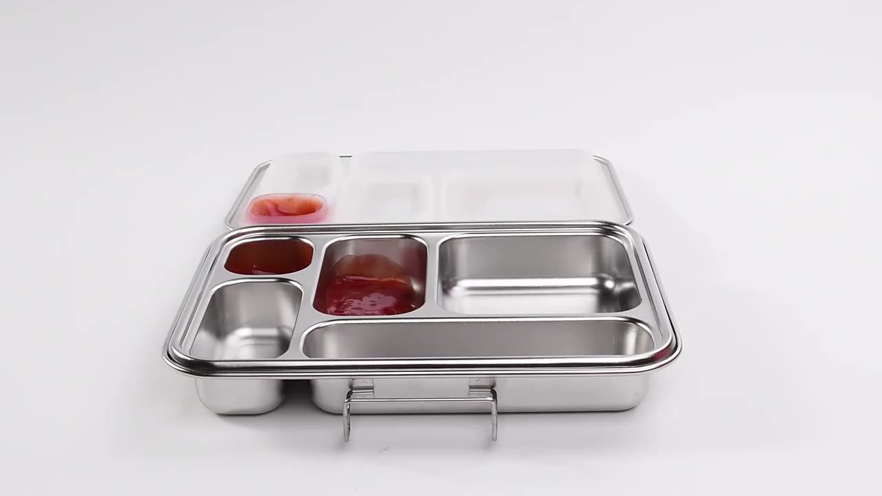 AOHEA Stainless Steel Bento Lunch Box For Kids & Adults – BPA-Free, 5 Compartments, Leakproof (Green)