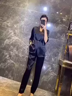 High-end suit suit women's early autumn new Korean version of acetic acid professional temperament fan age age-reducing street leisure suit