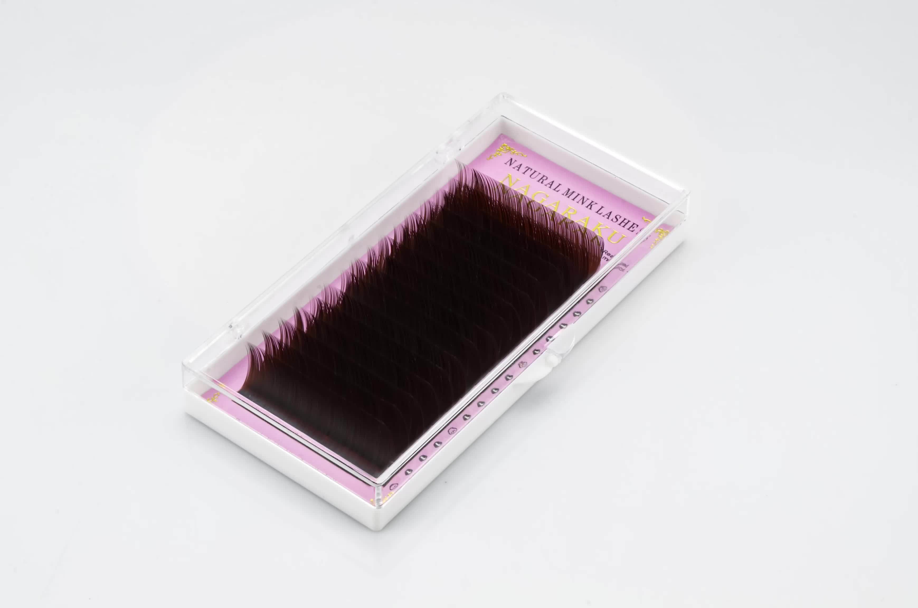 Ресницы NAGARAKU для наращивания 27 коробок 16 рядов светло-коричневого цвета норковые