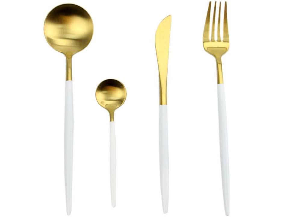 Best Selling 304 Stainless Steel White Gold Korean Cutlery For Wedding