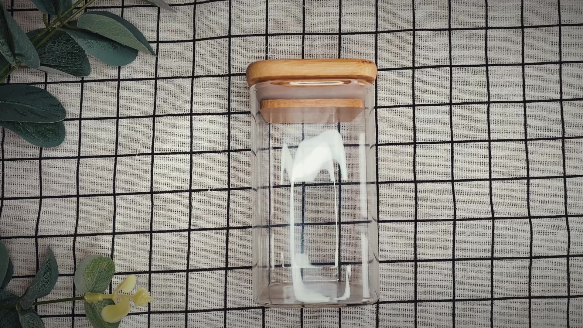 Glass Storage Jar Square Jar Food Storage Container Kitchen Canister