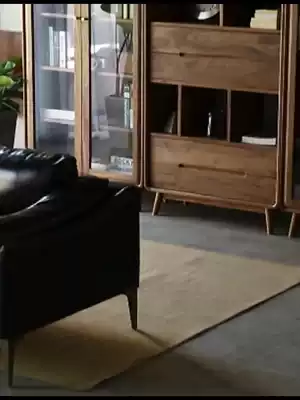 Light luxury North American black walnut bookcase Full solid wood with glass door Nordic locker custom living room American bookshelf