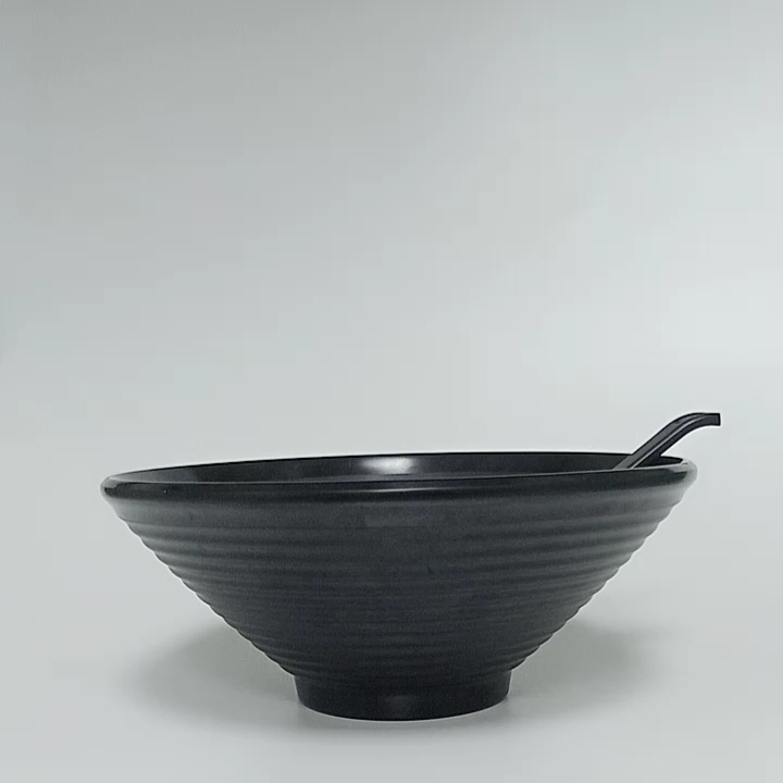 Restaurant black japanese melamine serving bowl plastic ramen noodle