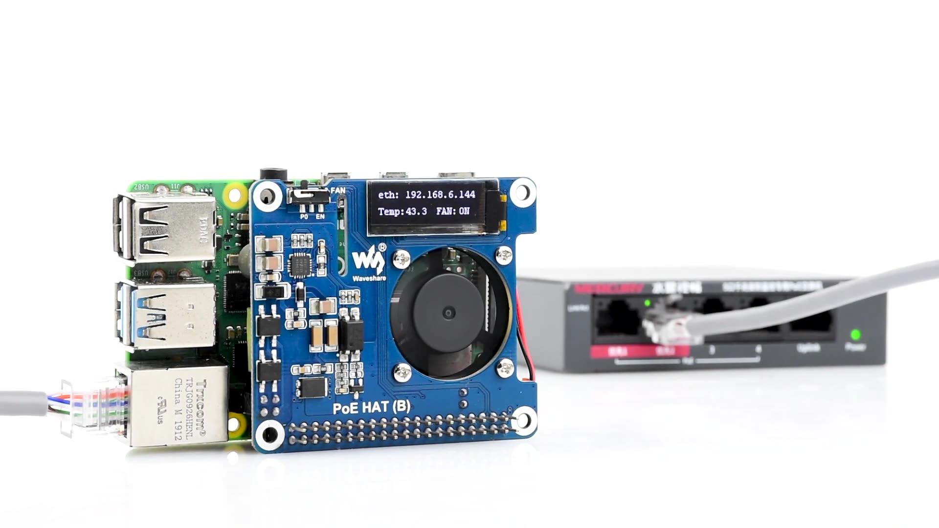 Raspberry Pi 4 PoE HAT 802.3af Power Over Ethernet Expansion Board 