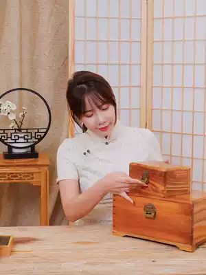 Small camphor wood box Fragrant camphor wood box Red camphor mortise and tenon storage certificate jewelry Chinese-style double-layer custom-made single board with lock