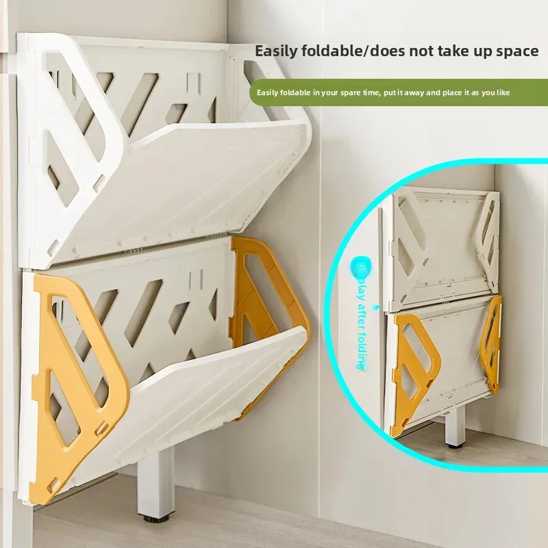 Shoe Rack Behind the Door, No-Drill, Anti-Theft, Simple Foldable Wall-Mounted Storage Rack for Home Entrance, Bathroom Slipper Rack