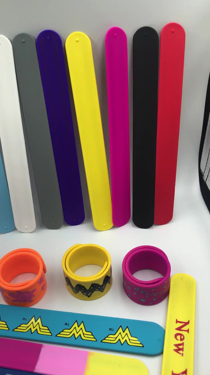 cheap custom print logo silicone slap ruler bracelet snap