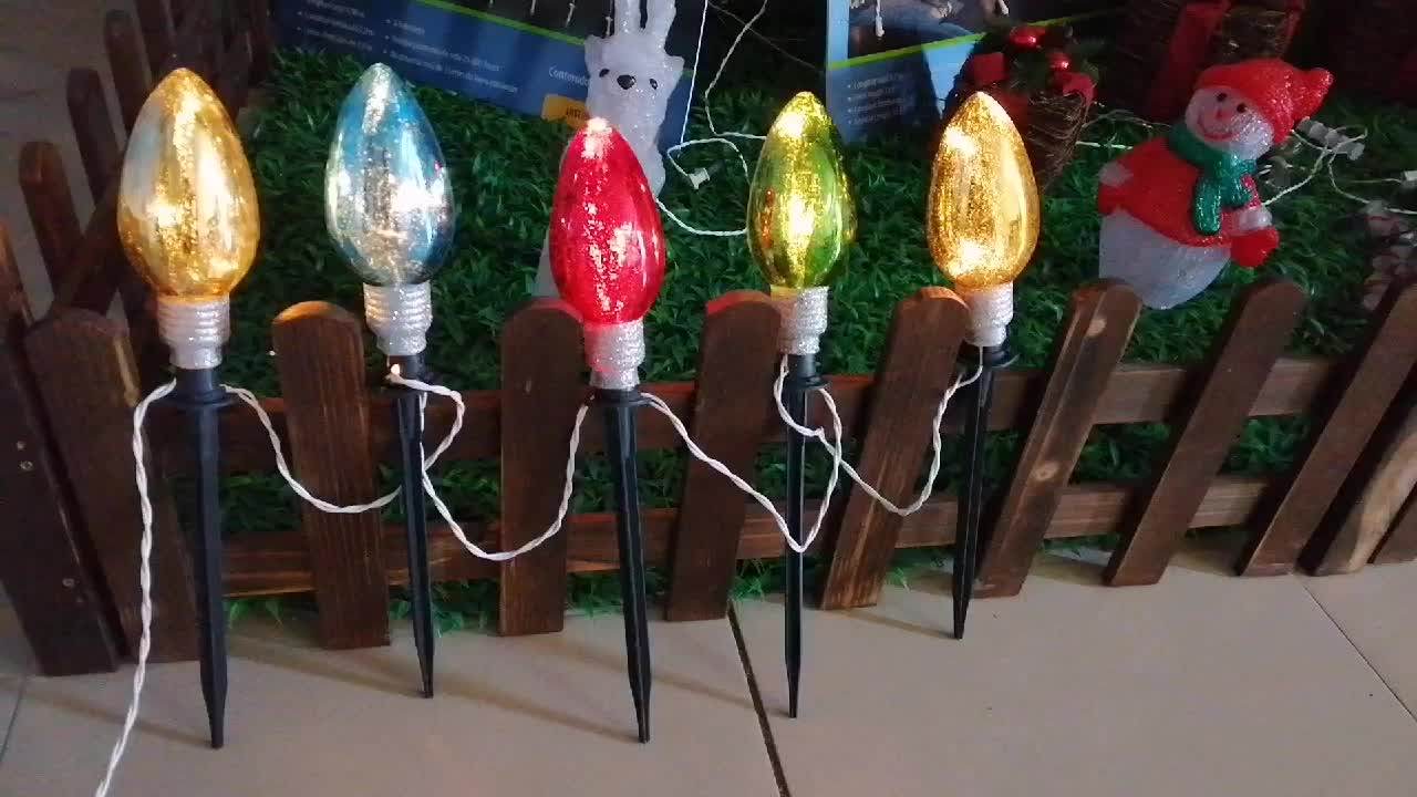 Home And Garden Decoration 5pcs Cracked Ice Lights C9 Bulb Stake Lights