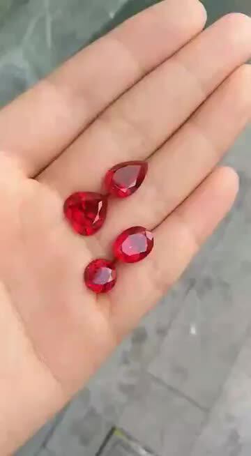 Грушевидная форма 5x7 мм-13x18 мм выращенный в лаборатории рубин драгоценный камень