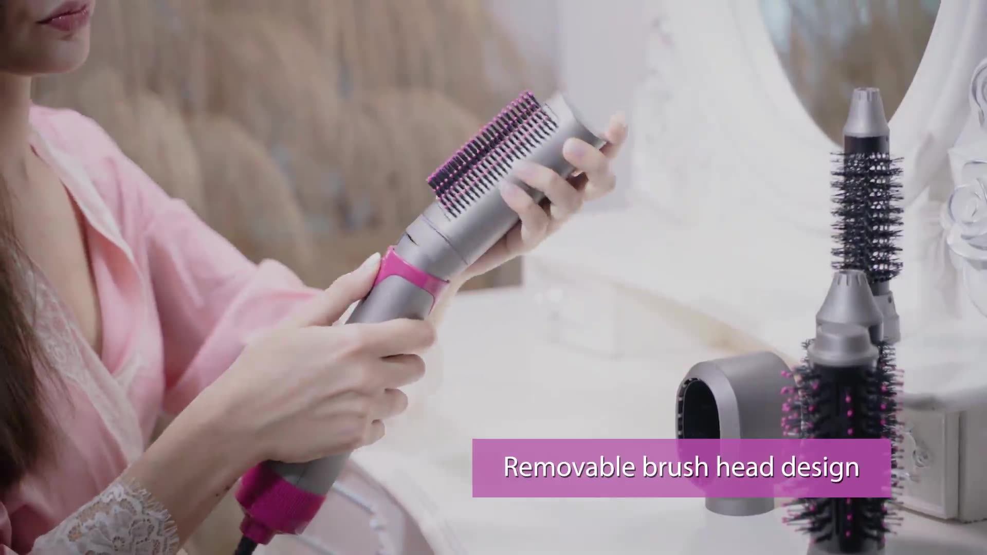 Ulelay Popular Round Hot Air Brush Hair Dryer Volumizer Brush 5 In 1