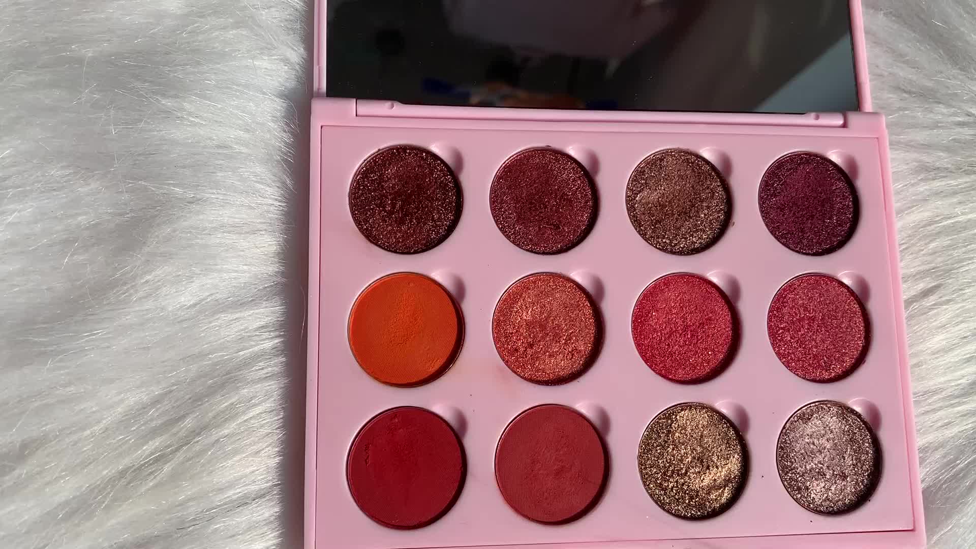 Custom Plastic Pink Empty Eyeshadow Palette With Mirror