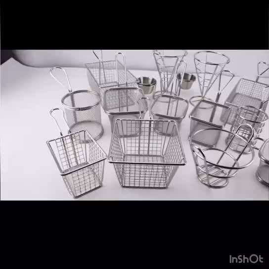 Kitchenware Nonstick Square Deep Fry Wire Mesh Serving Fast Food