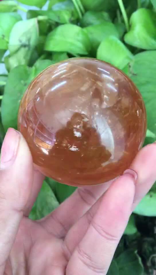 Оптовая продажа натуральный желтый Lceland SPAR хрустальный шар фэн шуй кулон