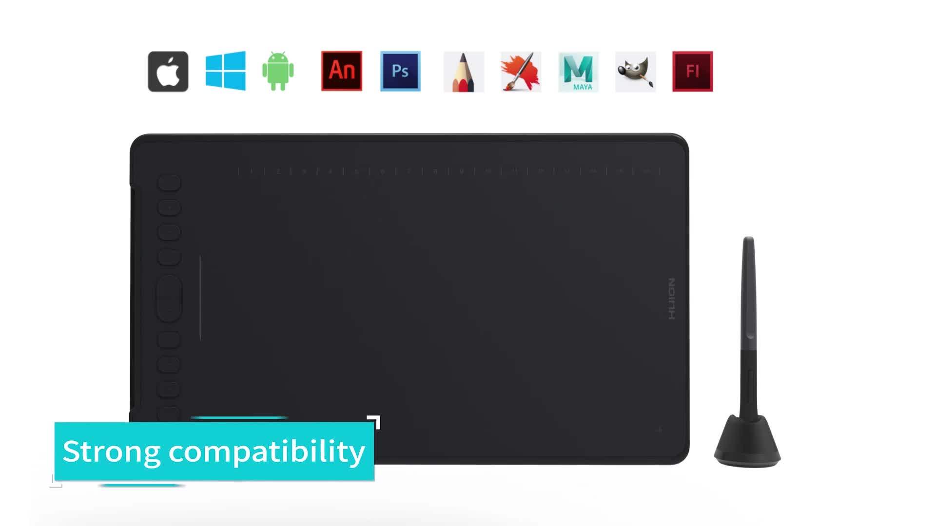 HUION-描画用のデジタルタブレット,バッテリーなしのペン付きペン,傾斜