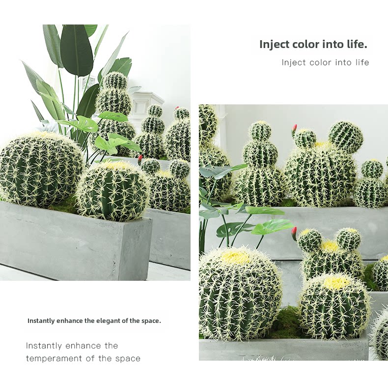 бонсай 彷真仙人球装饰摆件大号室内仙人掌热带沙漠绿植造景店铺橱窗陈列