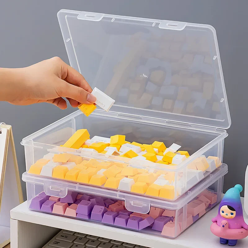 Key cap storage box mechanical keyboard cross shaft spindle body box transparent dustproof key cap collection box can be stacked