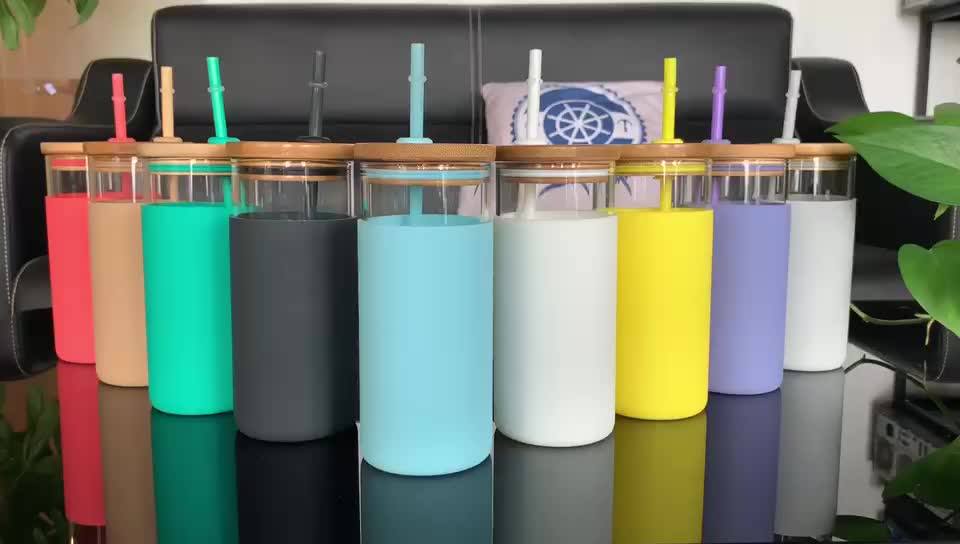 Eco Friendly Silicone Sleeve Glass Material Tumbler For Mineral Water