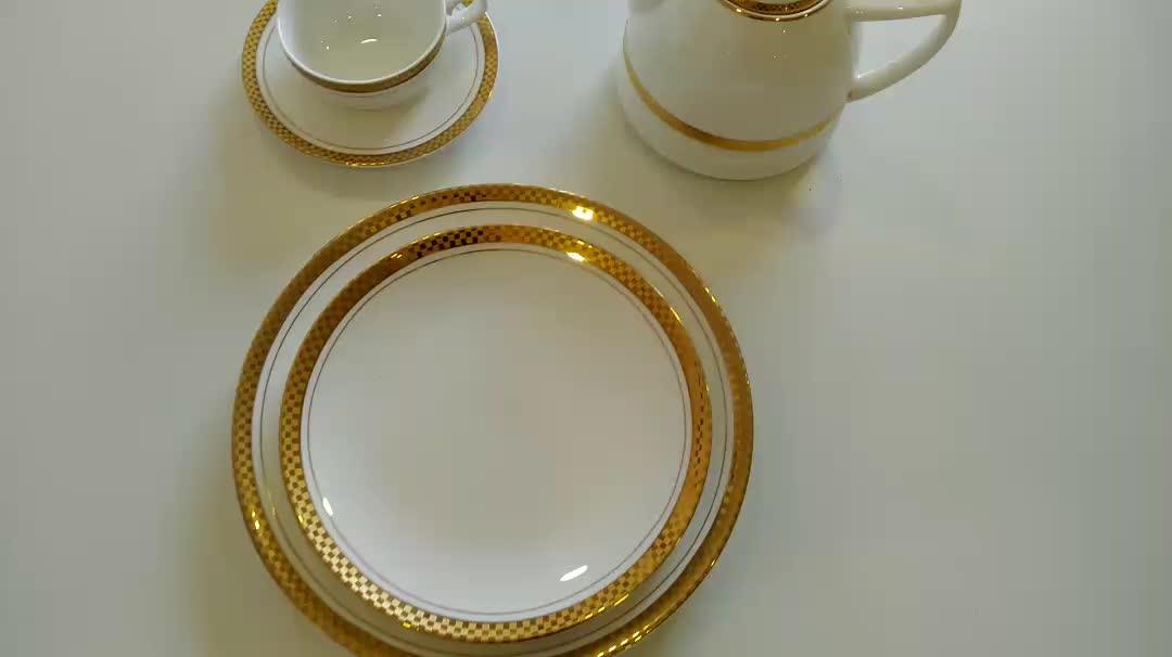 Good Quality Modern Elegant White Gold Rim Ceramic Porcelain Hotel