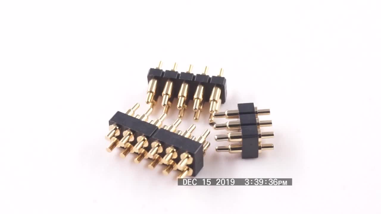 Spring Loaded Pogo Pin Connector 7.0 Mm Height 2.54 Mm Pitch 6 Position