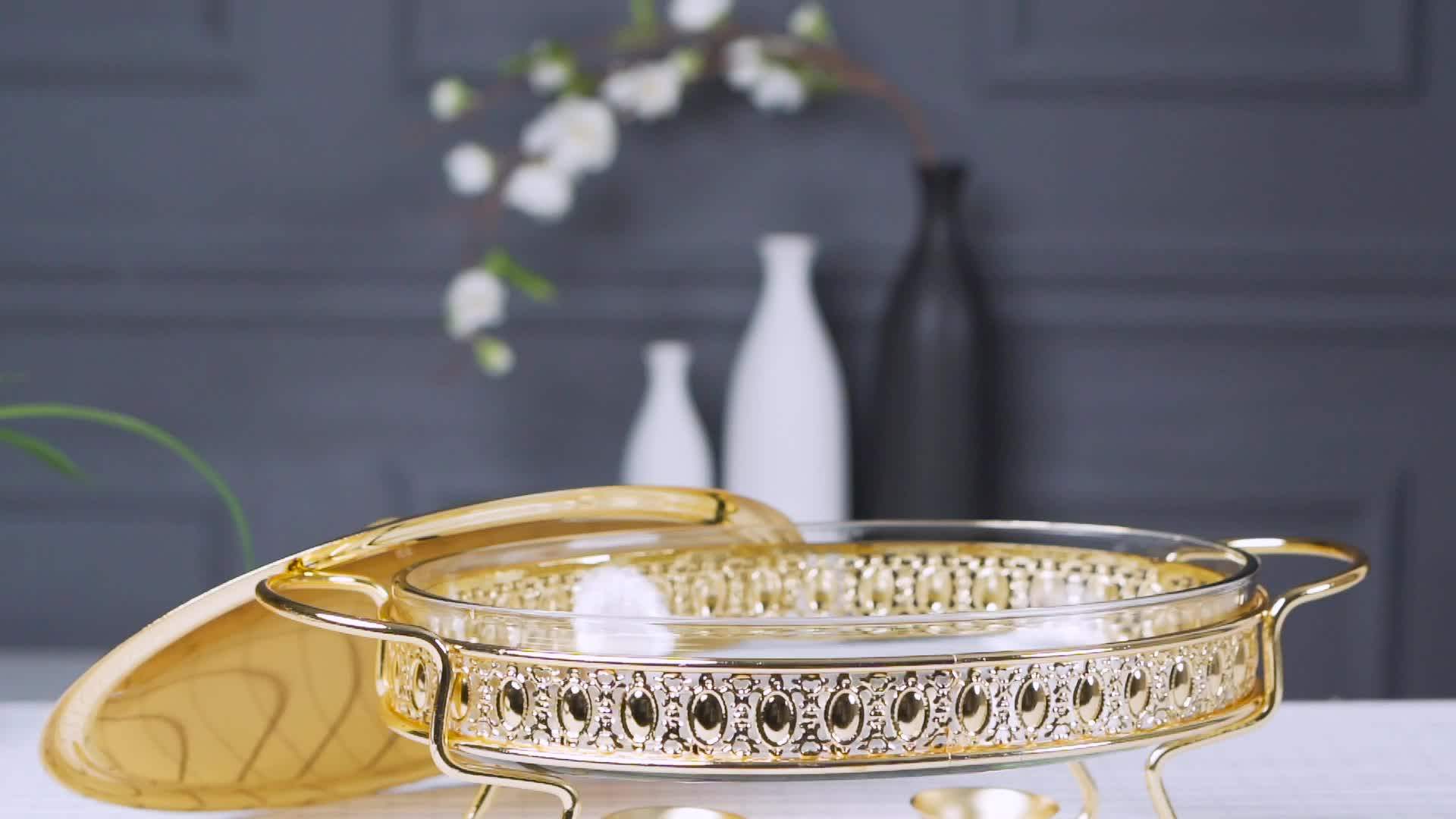 L4715a Gold Color Chafing Dishes Set Stainless Steel Catering Serving