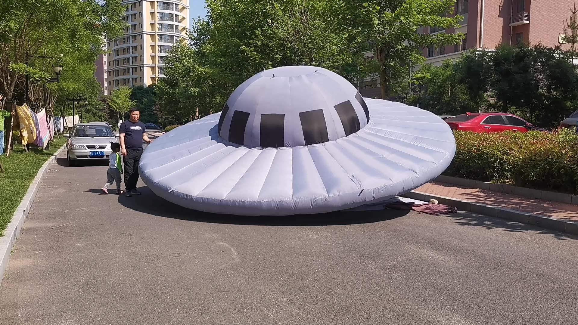 Led Lighted Silver Inflatable Ufo Balloon For Event Decoration Buy