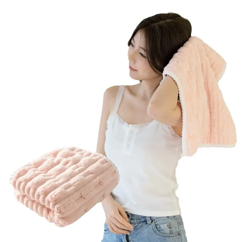 Bamboo Node Fleece Bath Towel Wrap Absorbent Home Towel Soft Thick Quick Drying Non-Fall Hair Children Adults Shower General Use