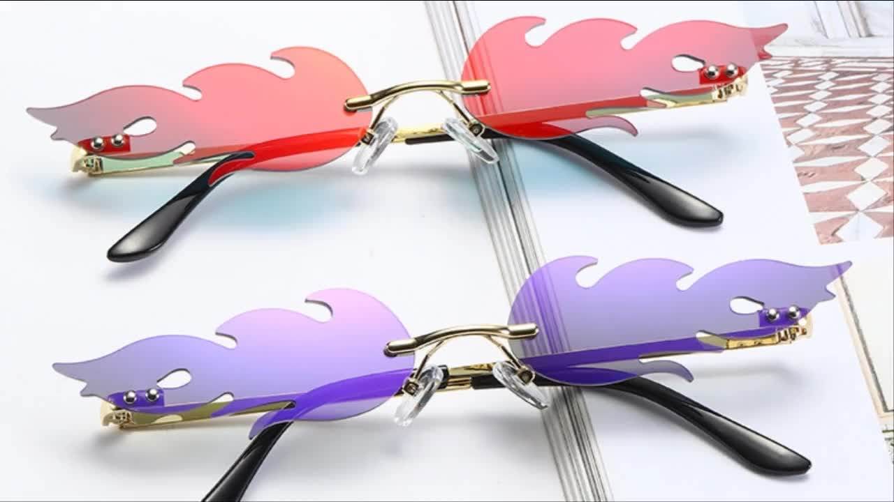 New Custom Rimless Fire Flame Sunglasses Party Style Glasses Buy Cool