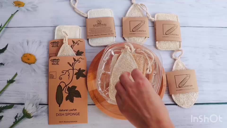 Natural Loofah Sponge Dish Kitchen Sponge Biodegradable Body Shower Loofah Dish Washing Scrub