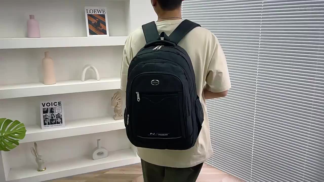 Hr021 Unisex Solid Color Laptop Backpack Business Nylon College Shoulder Bag Portable