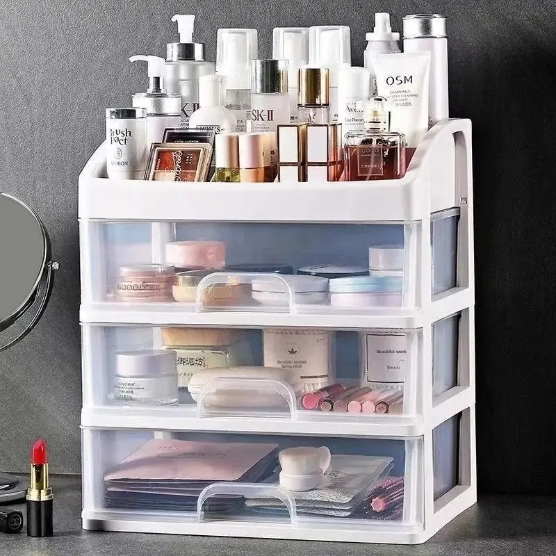 Desktop Makeup Storage Box Organizer Storage Rack Dust-Proof Drawer-Type Lipstick Skin Care Mask Brush Dressing Table Storage Rack