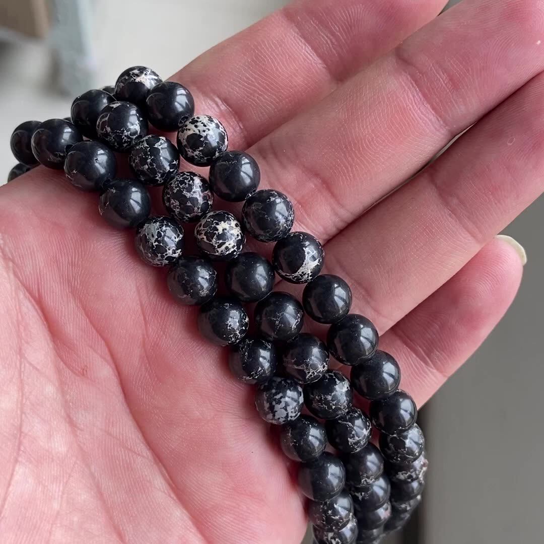 Perline di pietra naturale turchesi muticolore imperatore sedimenti marini Jaspers branelli allentati 6 8 10 12mm per gioielli che fanno braccialetto fai da te  36