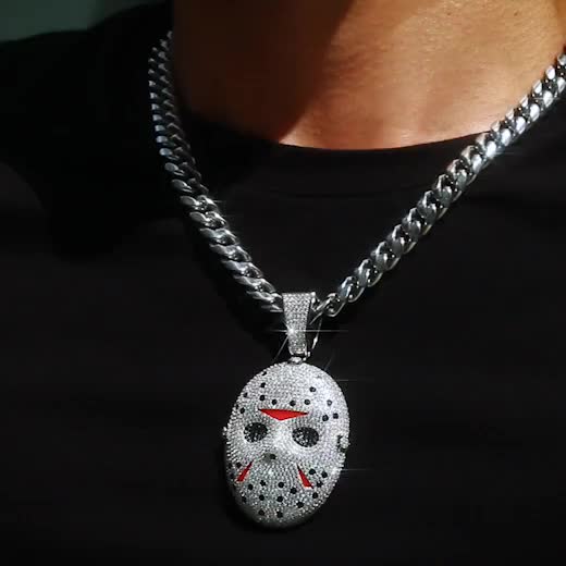 Krkc&co Horror Halloween Jewelry Mens Iced Out Custom Pendant Jason