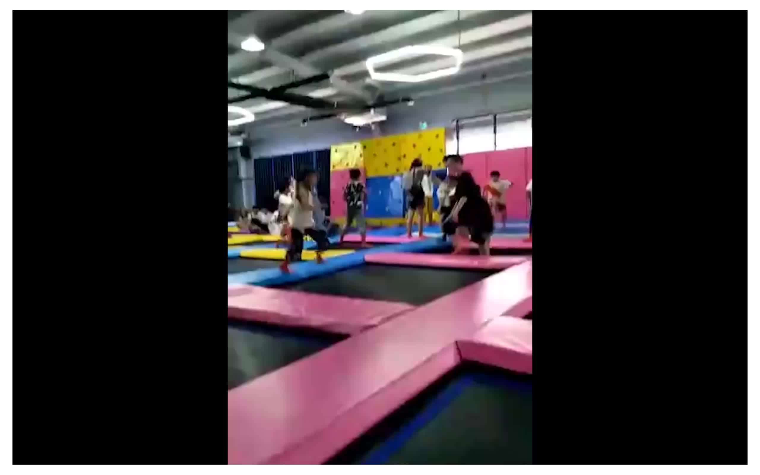 Large Custom Made Indoor Rectangle Trampoline With Foam Pit And Jumping
