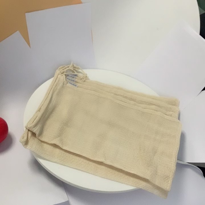 Good Selling Eco Friendly Reusable Cotton Produce Mesh Pouch Biodegradable Organic Cotton Bags