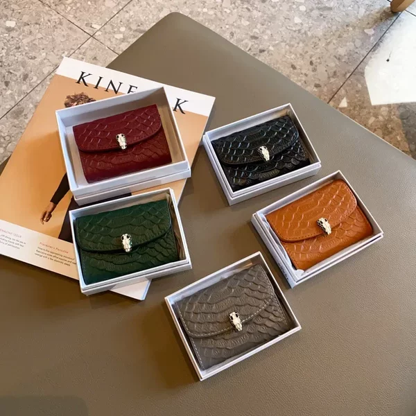 Genuine Leather Organ Card Bag Women's Ultra-thin Simple Serpentine Leather Compact Card Holder Korean-style Anti-degaussing Multi-card Card Bag